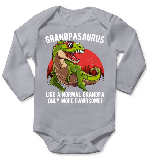 Funny Grandpasaurus Grandpa Dinosaur T-Rex Long Sleeve Baby One-Piece