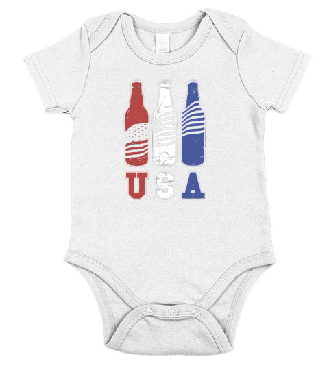 Mens Memorial Day Shirt - American Flag Beer Drinking Merica Tee Short Sleeve Baby One-Piece