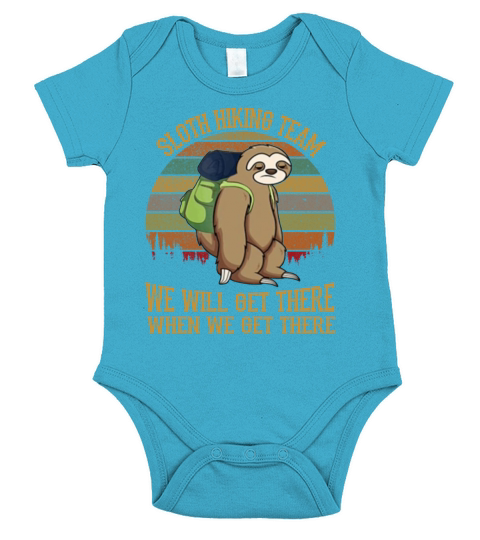 Sloth Hiking Team We Will Get There Funny Vintage Short Sleeve Baby One-Piece
