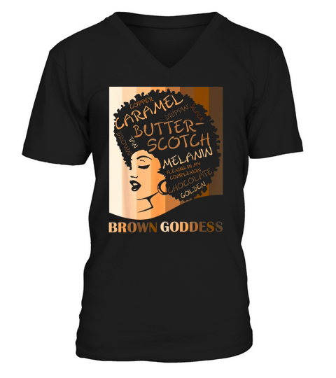 Brown Goddess Melanin Cute Womens Afro Black Is Beautiful V-Neck T-shirt