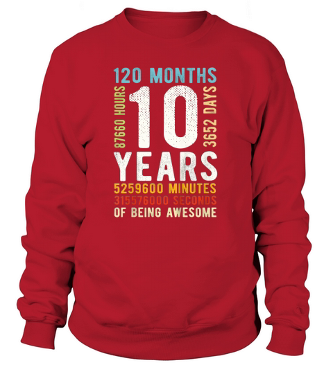 Kids 10th Birthday 10 Years Old Vintage Retro 120 Months Women's Sweatshirt