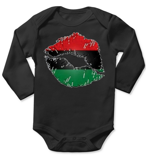 Red, black, green lips Long Sleeve Baby One-Piece
