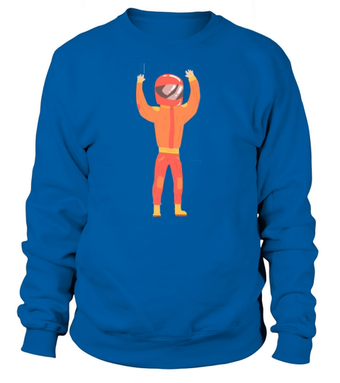 man in an orange Women's Sweatshirt