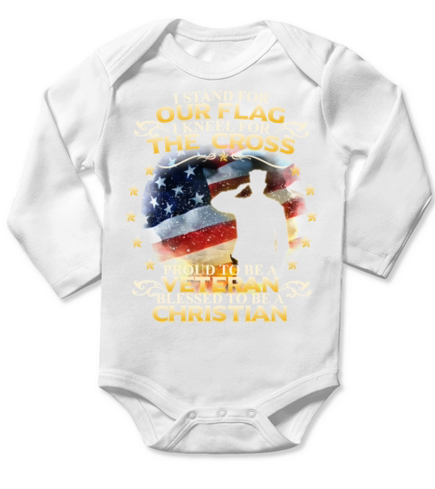 I Stand For Our Flag I Kneel For The Cross Christi Long Sleeve Baby One-Piece