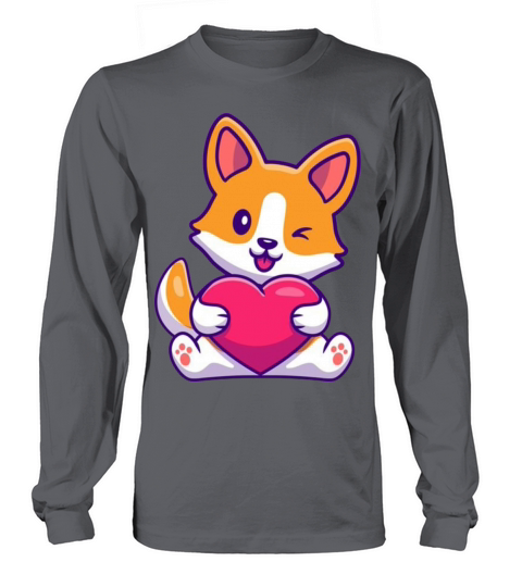 Cute Corgi Dog Holding Heart Women's Long Sleeve