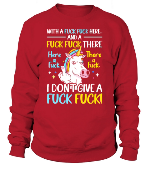 With A Fuck Unicorn Unicorn Lover Glitter Rainbow Women's Sweatshirt