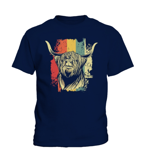 Highland Cow Retro Kids T-Shirt