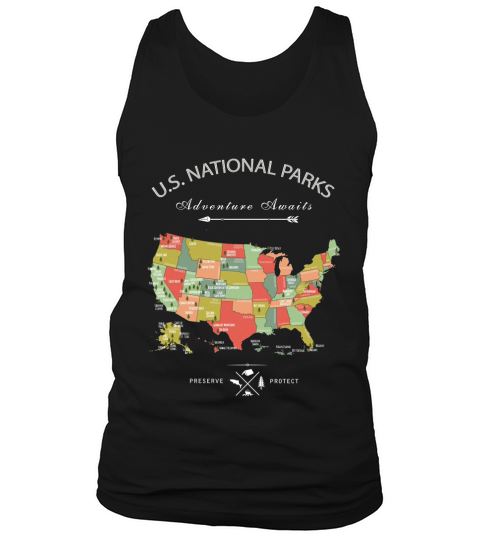 national park map vintage t shirt all 59 national parks Tank Top Unisex