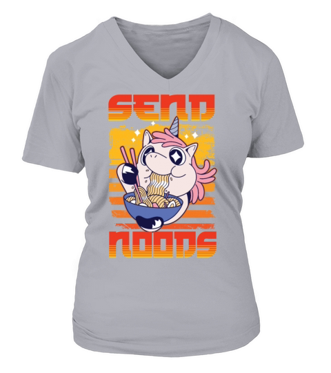 Send Noods Japanese Noodle Ramen Eater Unicorn Women's V-Neck T-shirt