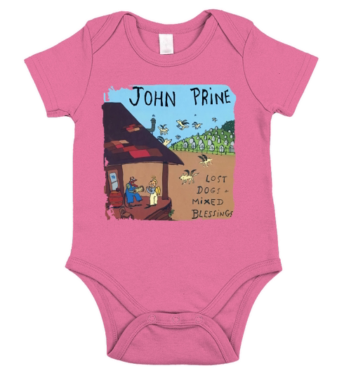 Mens Print John Prine Logo Short Sleeve Baby One-Piece