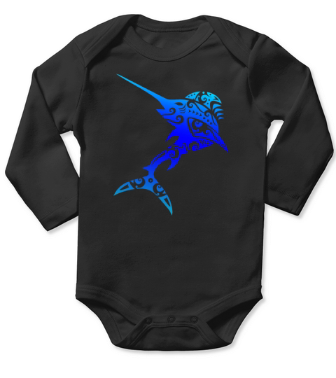 Maori Swordfish Polynesian Tribal Tattoo Gift Idea Long Sleeve Baby One-Piece