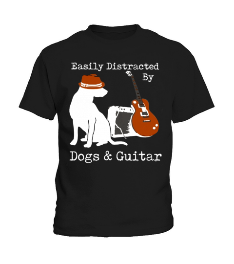 Easily Distracted By Dogs Guitar Kids T-Shirt