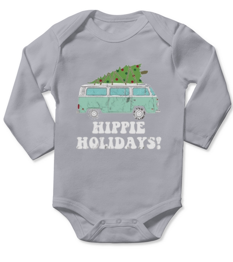 Hippie Holidays! Retro &amp;amp; Funny Christmas Tree Van T-Shirt Long Sleeve Baby One-Piece