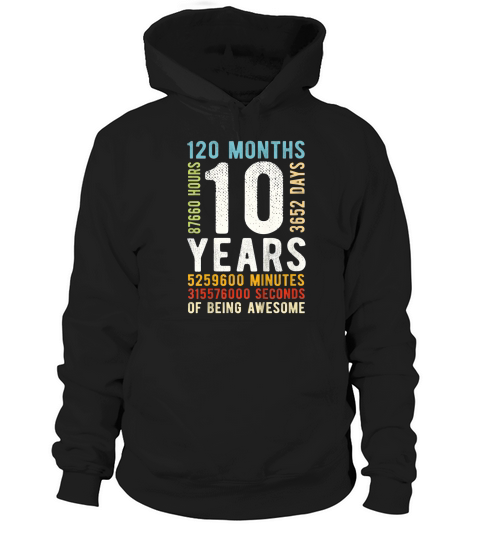 Kids 10th Birthday 10 Years Old Vintage Retro 120 Months Women's Hoodie