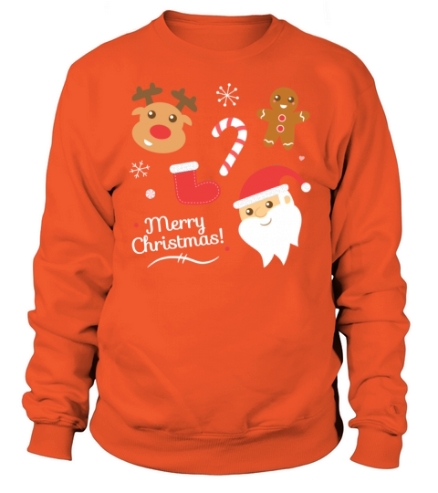Cute Christmas with Santa and Reindeer Women's Sweatshirt