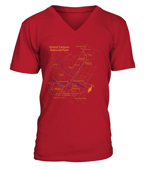 Grand Canyon National Park Trail Map T-Shirt Hiking Love Tee V-Neck T-shirt