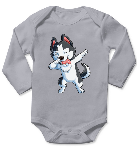 Dabbing Siberian Husky Dog Lover Long Sleeve Baby One-Piece