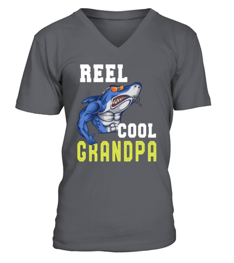 Reel Cool Grandpa Fathers day Shirt Funny Grandpa Men's V-Neck T-shirt