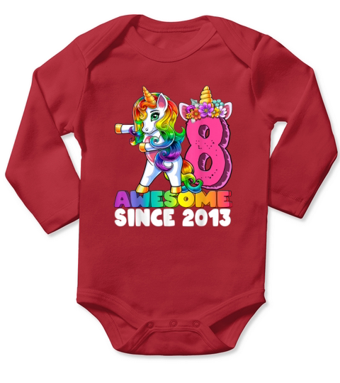 Awesome Since 2013 Flossing Unicorn 8th Birt 633 Long Sleeve Baby One-Piece