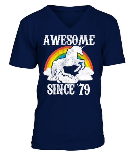 Awesome Since 1979 - 40th Birthday Unicorn Gift Men's V-Neck T-shirt
