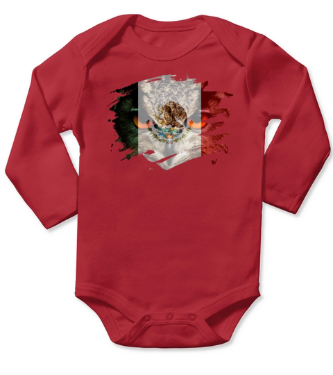 Mexico Flag and Menacing Owl Long Sleeve Baby One-Piece