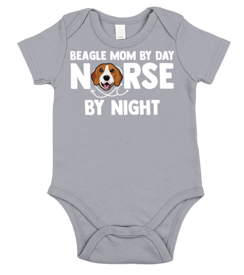 Beagle Mom By Day Nurse By Night Puppy Dog Pet Short Sleeve Baby One-Piece