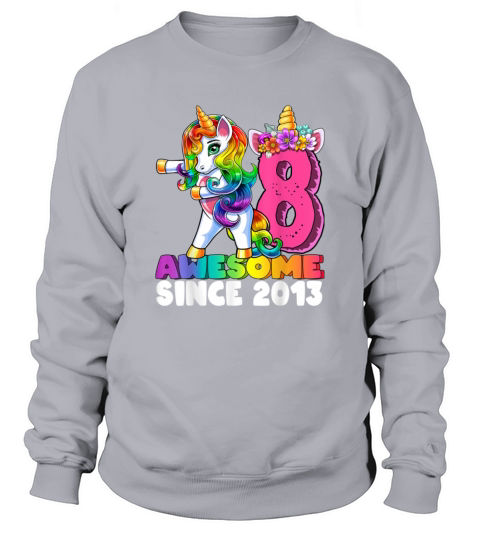Awesome Since 2013 Flossing Unicorn 8th Birt 633 Men's Sweatshirt