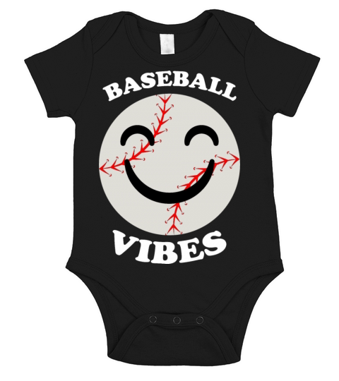 Baseball Vibes Funny Smile Short Sleeve Baby One-Piece