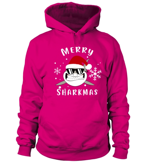 Merry Sharkmas Shark Santa Ugly Christmas Lights B Women's Hoodie