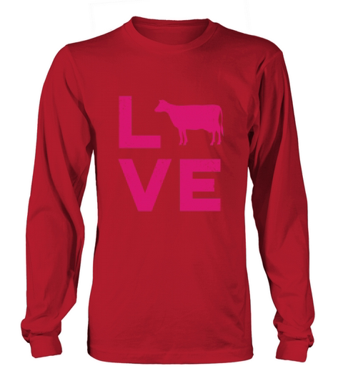 LOVE Cows Vintage Dairy Farmer Typography Women's Long Sleeve