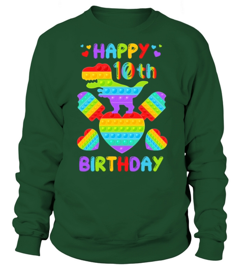 Kids Happy 10th Birthday Pop It Dinosaur Women's Sweatshirt