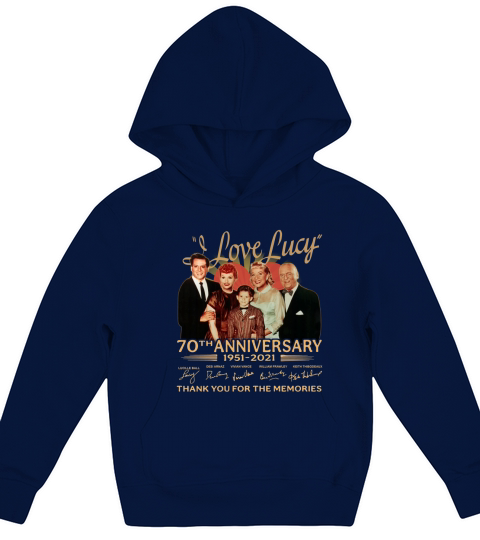 Funny I Love Lucy 70th anniversary 1951 2021 thank you for the memories signatures Kids Hoodie