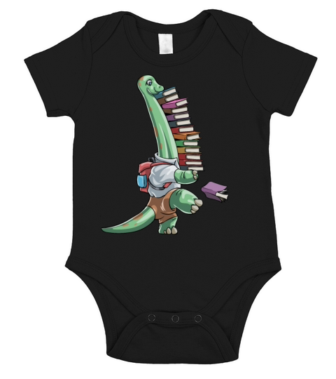 Brachiosaurus Dinosaur with Books Short Sleeve Baby One-Piece