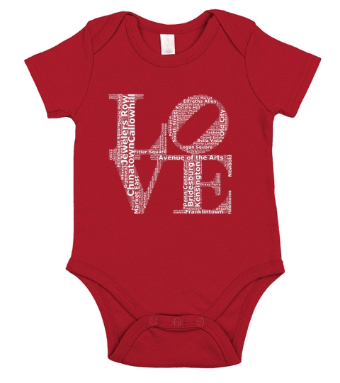 Philadelphia Love Park Statue Philly Neighborhoods T-Shirt Short Sleeve Baby One-Piece