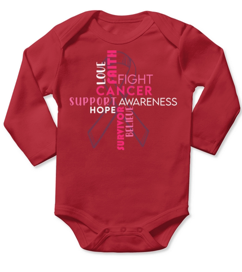 Breast Cancer Awareness Word Cloud Long Sleeve Baby One-Piece