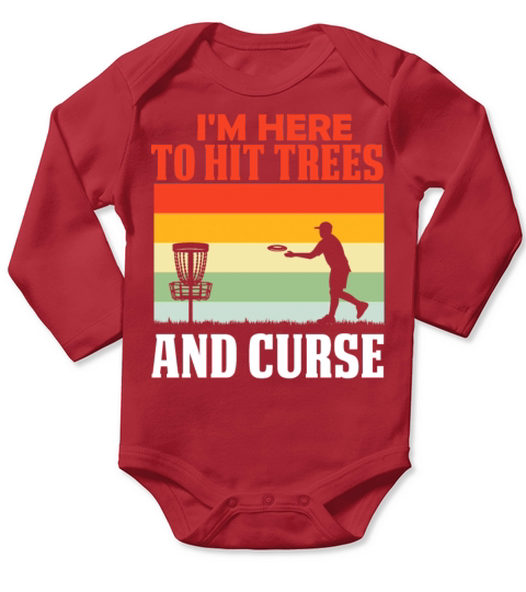 Disc Golf Shirt Funny Hit Trees and Curse Retro Di Long Sleeve Baby One-Piece