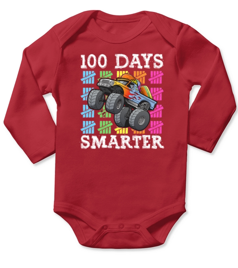 100 Days Of School Dabbing Monster Truck Smarter Long Sleeve Baby One-Piece