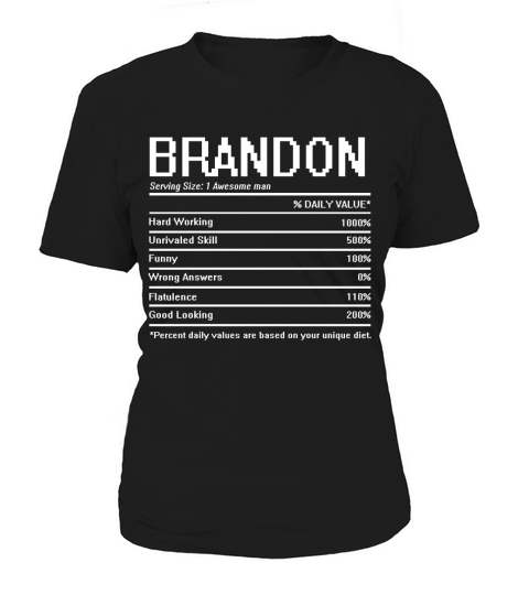 Brandon Name Nutrition Funny Birthday Women's T-Shirt