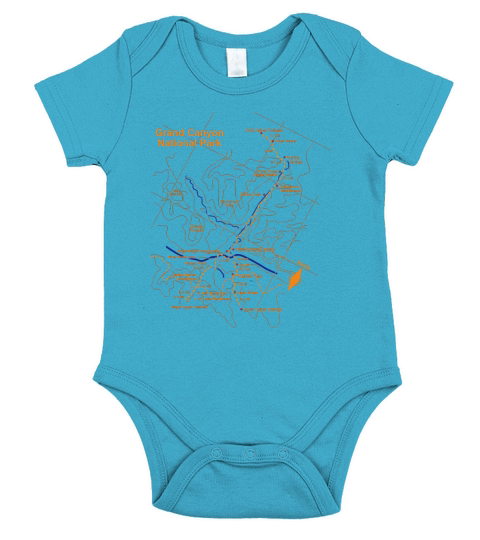 Grand Canyon National Park Trail Map T-Shirt Hiking Love Tee Short Sleeve Baby One-Piece