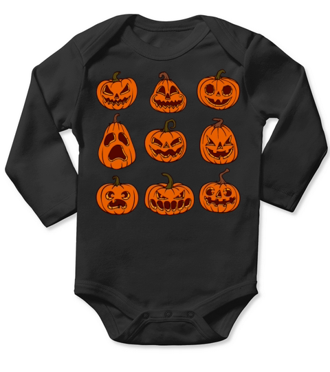 Scary Ghost Pumpkin Halloween Long Sleeve Baby One-Piece