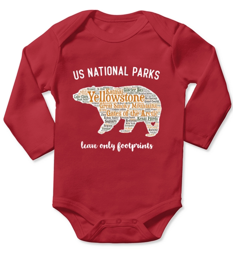 national parks bear t shirt lists all 59 national parks pyf Black Long Sleeve Baby One-Piece