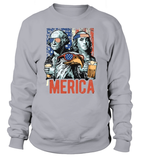 Patriotic Merica George Washington American Flag 4 Women's Sweatshirt