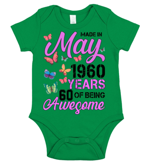 Made In May 1960 Years 60 Of Being Awesome Short Sleeve Baby One-Piece