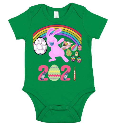 Happy Easter 2021 Dabbing Bunny Masked Short Sleeve Baby One-Piece