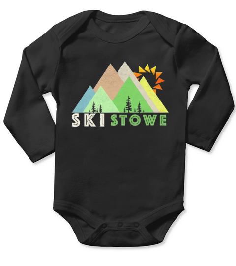 Ski Stowe Shirt-Retro Vintage Stowe, VT T-Shirt Long Sleeve Baby One-Piece