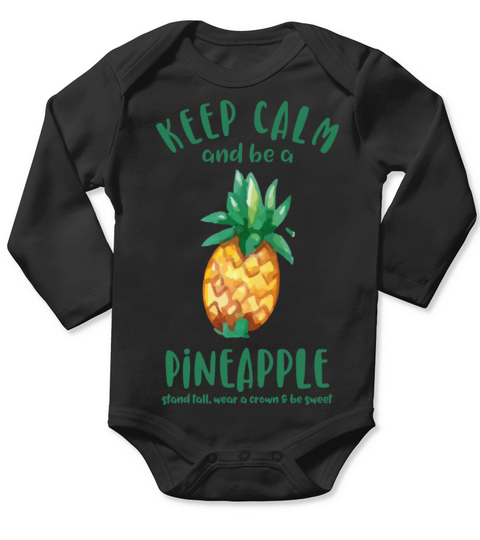 Keep Calm Pineapple Long Sleeve Baby One-Piece