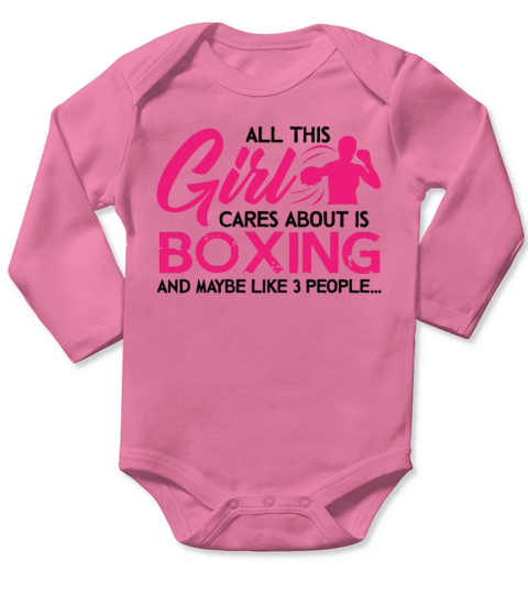 Boxing Girl Cares Hanes Tagles Long Sleeve Baby One-Piece