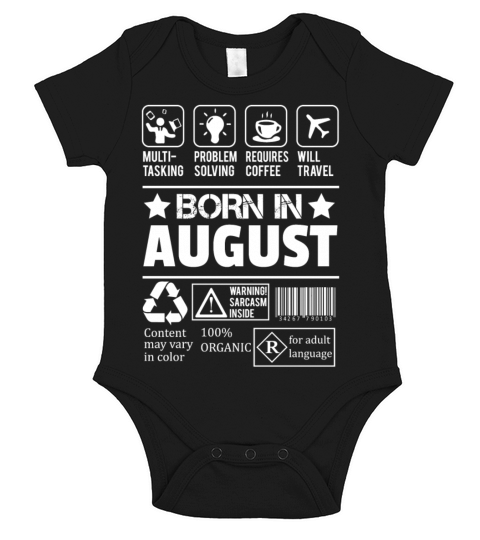 Born In August Short Sleeve Baby One-Piece