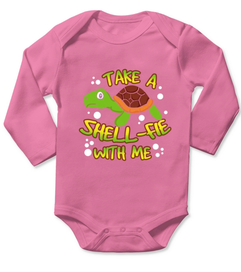 Turtle - Take A Shell-fie With Me - Beach Long Sleeve Baby One-Piece