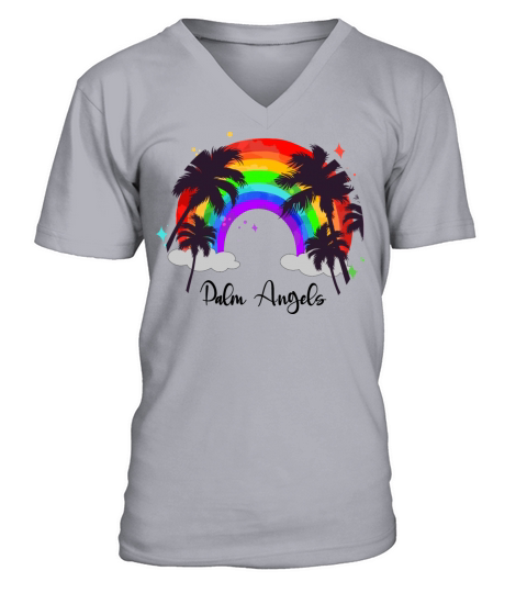 palm angels Gifts Rainbow T Shirts Sunset Shirt Men's V-Neck T-shirt